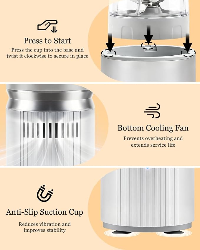Smoothies Blender, 1000W High Power Household Kitchen Countertop Blender for Protein and Shakes, Personal Smoothie Maker Juice Mixers with 3 BPA-Free Cups (24/18/12oz)