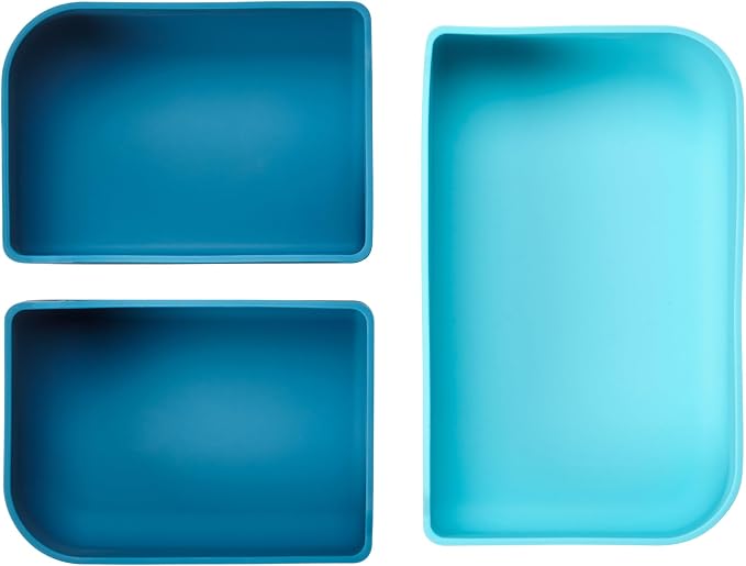 LunchBots Build a Bento 32 oz Platinum Silicone Divided Lunch Box Blue
