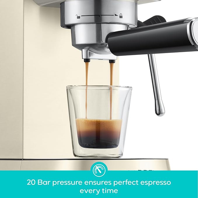 CASABREWS CM5418 Espresso Maker, Compact Espresso Machine with Milk Frother | Stainless Steel, 20-Bar Pump, Built-in Pressure Gauge, Powerful Steam Wand for Cappuccino Latte for Home, 34oz Water Tank