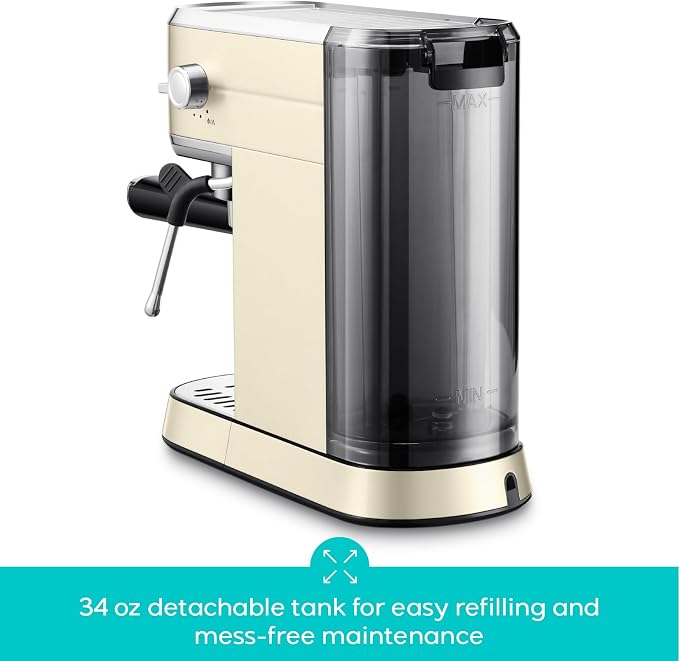 CASABREWS CM5418 Espresso Maker, Compact Espresso Machine with Milk Frother | Stainless Steel, 20-Bar Pump, Built-in Pressure Gauge, Powerful Steam Wand for Cappuccino Latte for Home, 34oz Water Tank