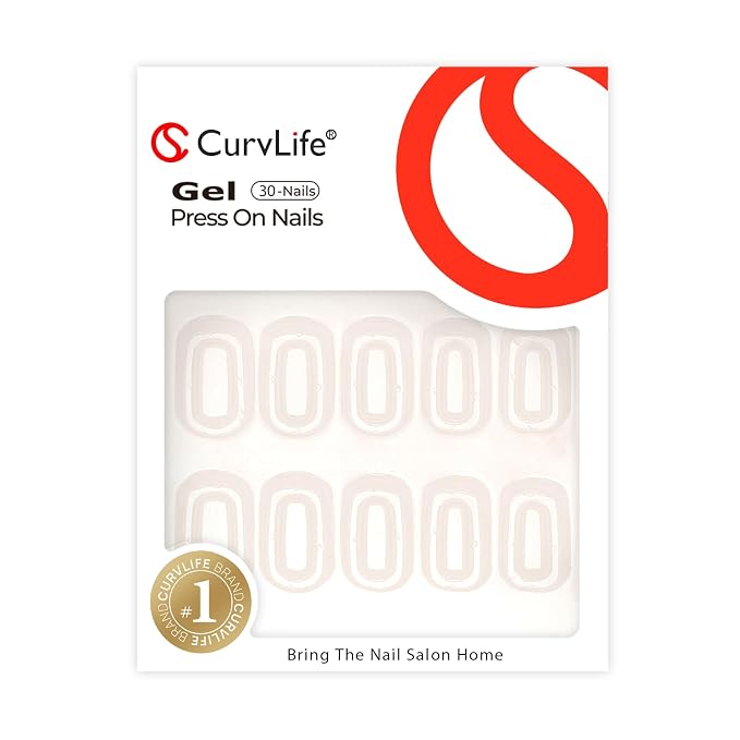 CurvLife Short Square Press On Nails, Nude Ombre Gradient Pink, Soft Gel | 32PCS, 16 Sizes, Salon-Quality Natural Fake Nails, Curved Fit, 7-14 Day Glue-On Wear, Reusable Stick-On Nails, Press-On Kit