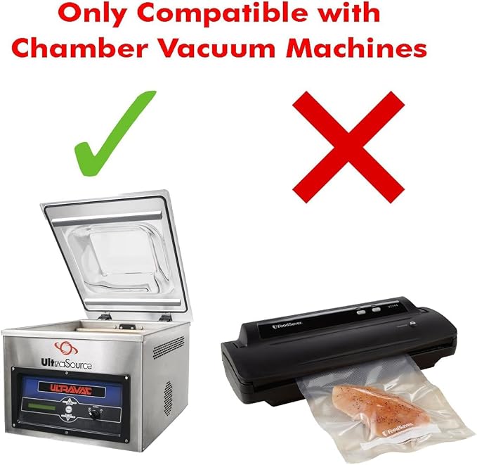 UltraSource - Chamber Machine Pouches 3 Mil Thickness, 2.5" x 10", Pack of 4000 Vacuum Chamber Pouches, BPA-Free Pre-Cut Chamber Vacuum Sealer Bags with tear notch