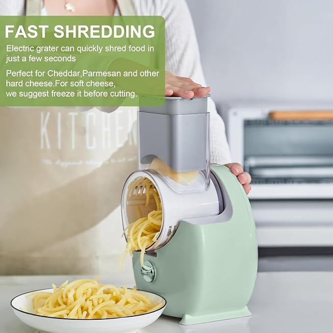 3 In 1 Electric Cheese Grater For Block Cheese | Electric Grater For Home Kitchen,One-Touch Easy Control Salad Shooter Electric Slicer/Shredder For Veggies Cucumber Nuts