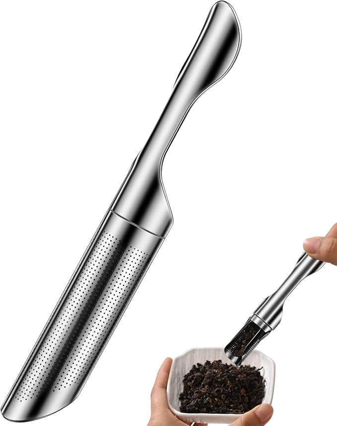 Tea Infuser for Loose Leaf Tea, ASWETMEL 2-in-1 Tea Scoop Infuser Fine Mesh Tea Strainers for Loose Tea Single Cup, 304 Stainless Steel Loose Leaf Tea Steeper, 1Pc