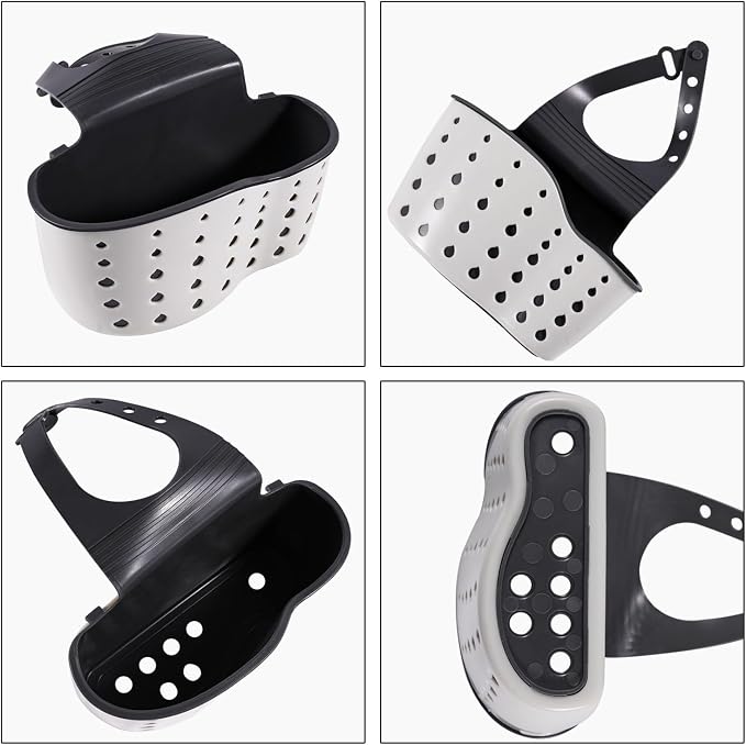 Kitchen Sink Caddy Sponge Holder for Kitchen Sink Accessories Organizer Dish Sponge Holder Ajustable Strap Faucet with Drain Holes for Drying (2 pcs Beige)