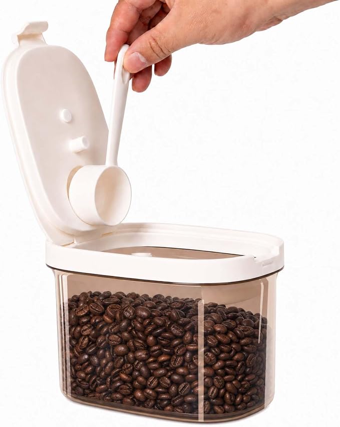Airtight Coffee Canister, 34oz with Magnetic Scoop, Bean Storage | BPA Free, 1000ml/1.06 Qt，for Ground Coffee, Beans, Tea, Sugar, Office Snacks, Pantry Storage, Light Blocking, Stackable