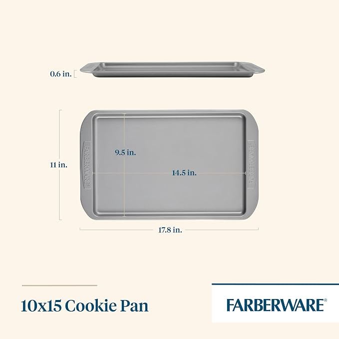 Farberware Nonstick Bakeware, Nonstick Cookie Sheet / Baking Sheet - 10 Inch x 15 Inch, Gray