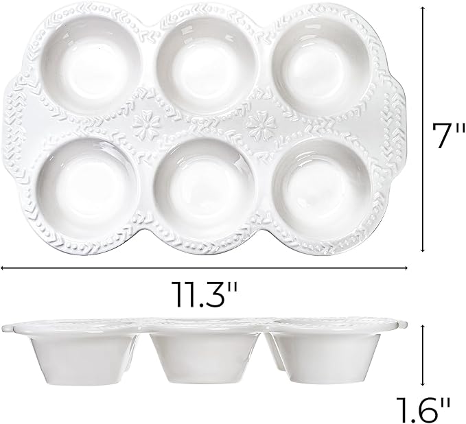 Hiceeden 2 Pack 6-Cup Ceramic Muffin Pan, Nonstick Cupcake Baking Pans with Handle, Ceramic Muffin Tin with Embossed Pattern for Muffin, Cupcake, White