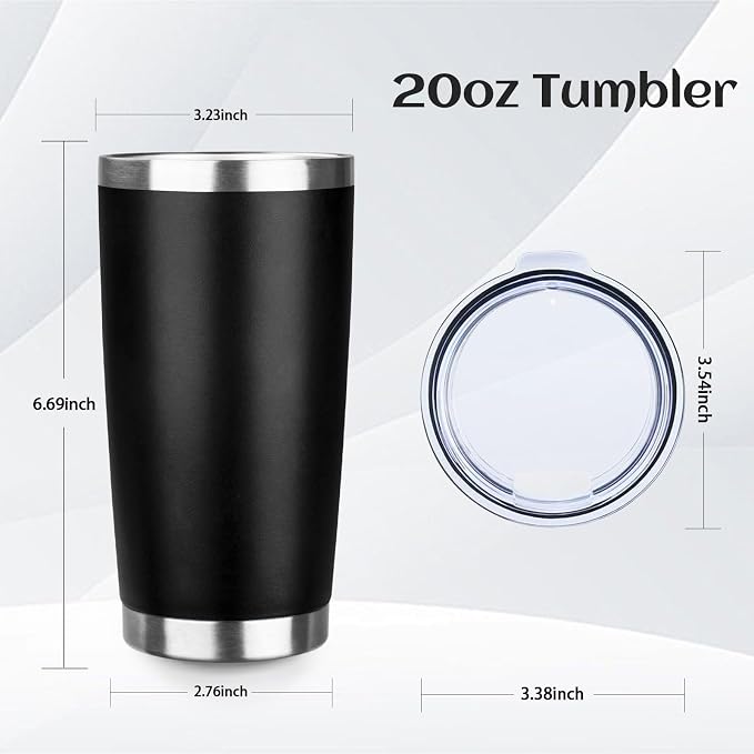 StarSpeed 8 Pack 20oz Stainless Steel Travel Coffee Tumbler,Black | Travel Coffee Mug Bulk,Spill-proof Lid,Double Wall,BPA-free Travel Cups,Insulated Cup Fits Car Cupholders
