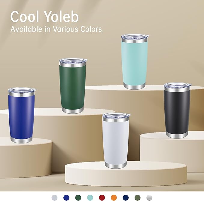 20 oz Tumblers Bulk Stainless Steel Tumbler with Lid, 12 Pack | Mix Color, 20oz Insulated Coffee Mug, Double Wall Vacuum, Powder Coated Cup, for Hot and Cold Drinks