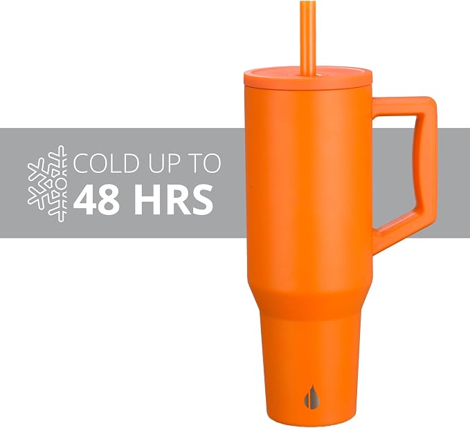 Elemental Spill Proof 40oz Insulated Tumbler with Handle & Straw Travel Mug | Stainless Steel Commuter Travel Coffee Mug for Cold Beverages, Includes 2 Straws & a Spill Proof Lid for Everyday Use