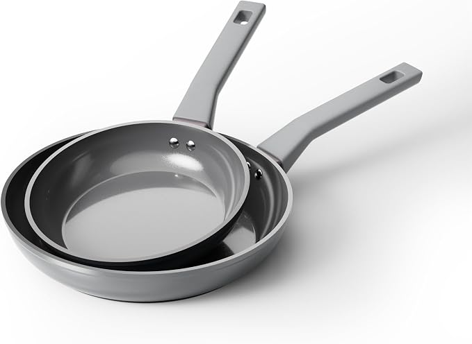 Sanho 8'' 10'' NonStick Frying Pan, Diamond-Titanium Ceramic Frying Pans Skillet, Non Stick Egg Pans with Stay Cool Handle for Induction, Dishwasher & Oven Safe, PTFE & PFOA Free, Non Toxic