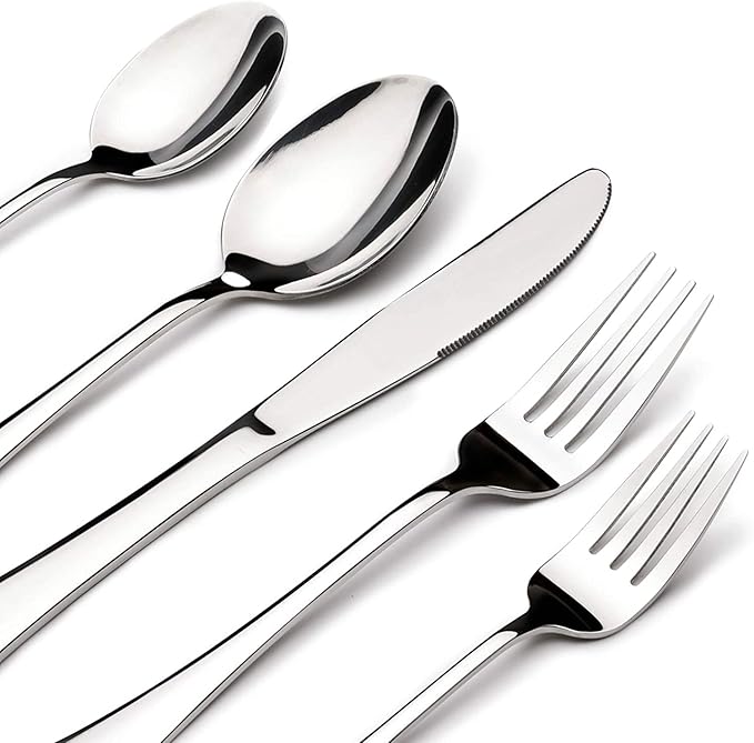 Silverware Set for 12,60 Piece Stainless Steel Flatware Utensil Cutlery Set | Heavy Duty Steak Knife Fork and Spoon, Dishwasher Safe, Gift Package for Wedding Housewarming