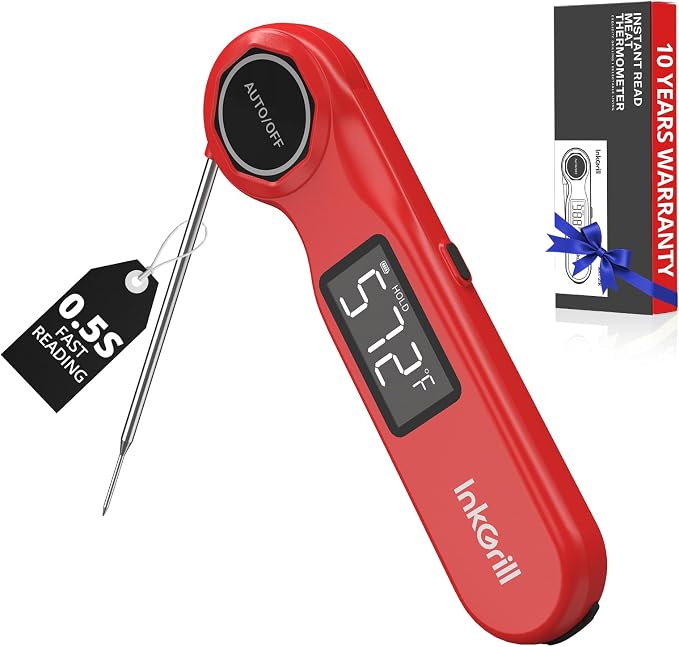 Rechargeable Waterproof Digital Instant Read Meat Thermometer | 0.5 Sec Professional Grill Thermometer Kitchen Cooking with Calibration, Large VA Display Backlit for Steak Turkey BBQ Candy