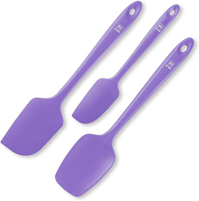 DI ORO Silicone Spatula Set - 600F Heat Resistant, 3-Pc Lavender | Rubber scraper won't scratch nonstick pans; For baking, cooking, mixing, and frosting; BPA-free and dishwasher safe