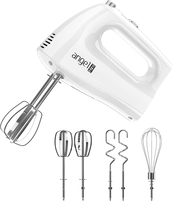 Hand Mixer, 400W Portable Kitchen Handheld Mixer with Eject Button, 5 Speed & 5 Stainless Steel Accessories, Egg Beaters and Whisk for Easy Whipping Cake, Cream, Batters, Cookies