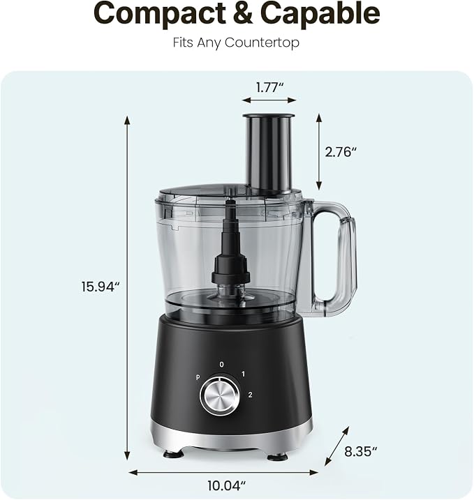 OLIXIS Food Processor 10.5 Cups, 600W Powerful Food processors with 5 Blades, Dishwasher Safe Meat Grinder for Slicing, Shredding, Chopping, Kneading, for Meat, Vegetables, Fruit, Dough