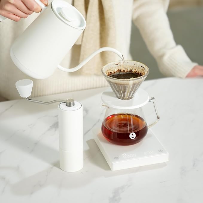 TIMEMORE Chestnut C2S Manual Coffee Grinder Capacity 25g with CNC Stainless Steel Conical Burr, Internal Adjustable Setting, Double Bearing Positioning, Hand Grinder (White)