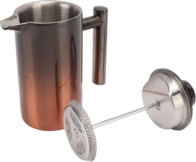 French Press Coffee Maker, Double Walled Stainless Steel French Press Coffee Pot Gradient Color Design Metal Insulation Coffee Press for Home Outdoor Camping Travel(350ml)