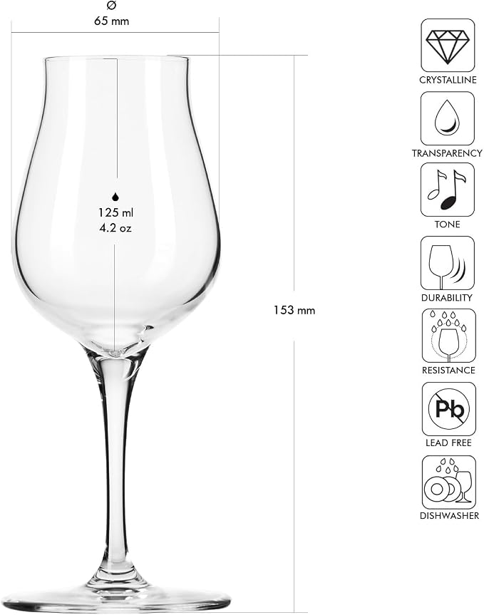 KROSNO Cognac Glasses Set of 4, 3.7 oz, Avant-Garde Collection | Drinking Tumblers, Lead-Free Crystal for Bourbon, Scotch, Cocktails ,Whiskey, Rum, Gift Set, Dishwasher Safe