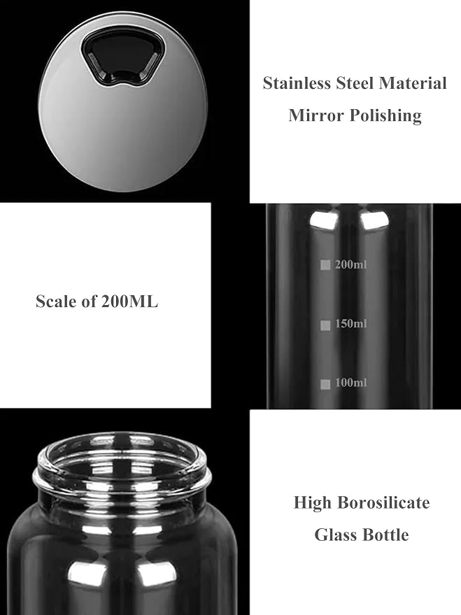 Verdental 7 oz Salt Pepper Shakers with 3 Adjustable Outlet Holes | Glass Spices Jar, Sugar Seasoning Cans for Kitchen, Restaurant, Baking, Dessert and Coffee Shops, BBQ Camping