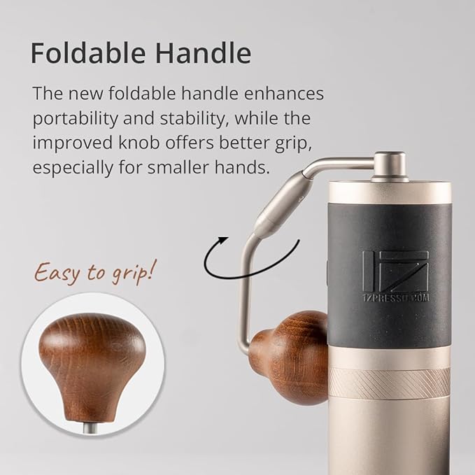 1Zpresso J Manual Coffee Grinder Silver with Assembly Stainless Steel Conical Burr - Numercial Internal Adjustable Setting for Pour Over French Press Cold Brew.