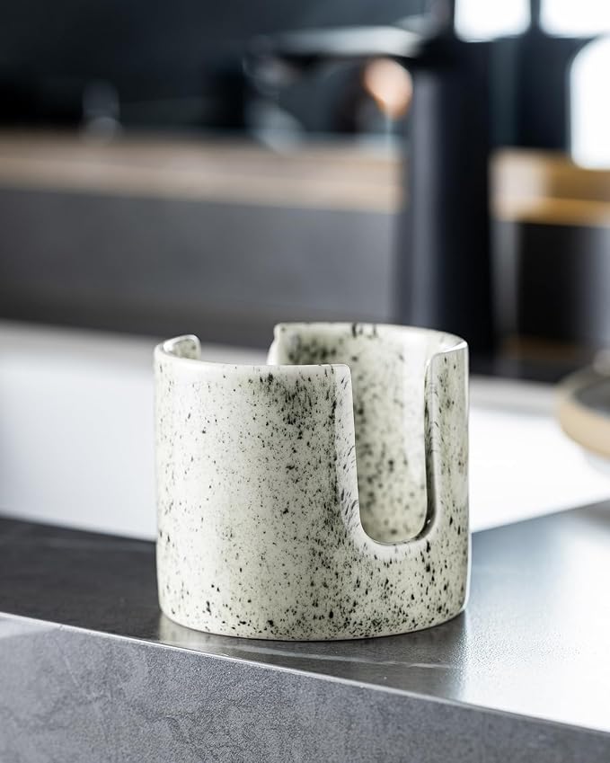 Zoeeker Sponge Holder for Kitchen Sink, Ceramic Dish Sponge Drying Rack | Dish Brush Holder Kitchen Storage Accessories Scrubby Caddy Scouring Pad Holder for Bathroom, Countertop, Speckled Glaze