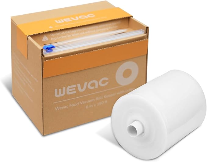 Wevac Vacuum Sealer Bags for Food, 6" x 150' Roll with Cutter Box, BPA Free | Commercial Grade, Heavy Duty, Freezer Safe, Sous Vide, Storage, Meal Prep, Cut-to-Size, Compatible with FoodSaver Sealers