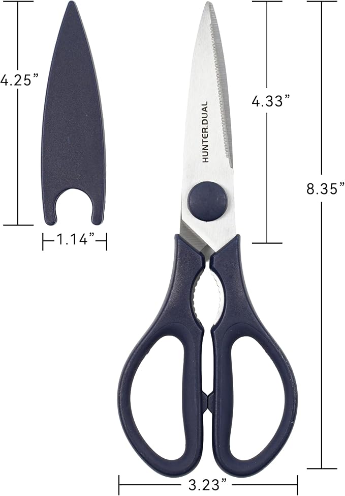 Kitchen Scissors for Food, HUNTER.DUAL Heavy Duty Come Apart Poultry Shears for Cooking, All Purpose for Cutting Chicken, Meat, Fish & Vegetables (Blue, 8.35 Inch)