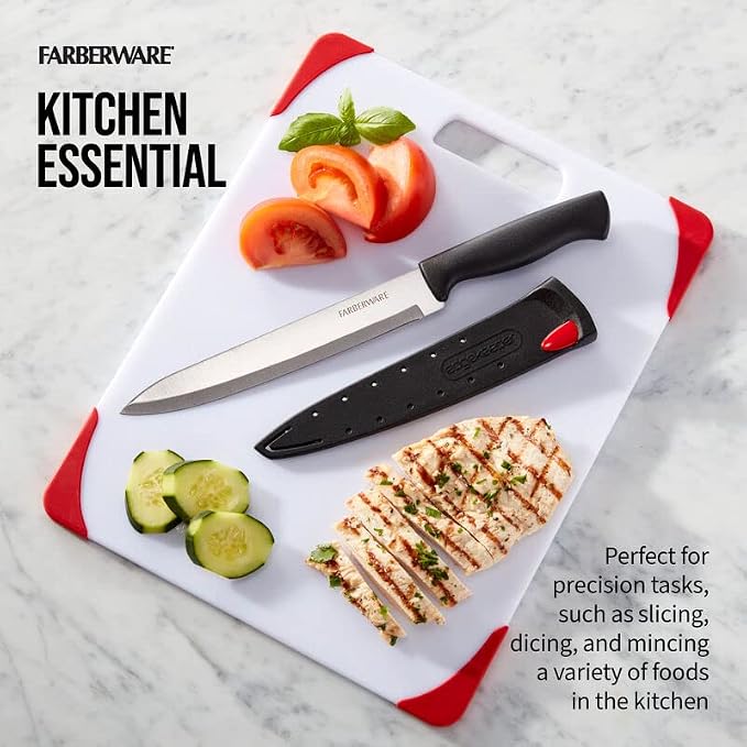 Farberware Edgekeeper Slicing Knife with Self-Sharpening Blade Cover, 8 Inch, Black