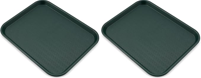 Carlisle FoodService Products Cafe Plastic Fast Food Tray for Cafeteria, 14" x 18", Green (Pack of 2)
