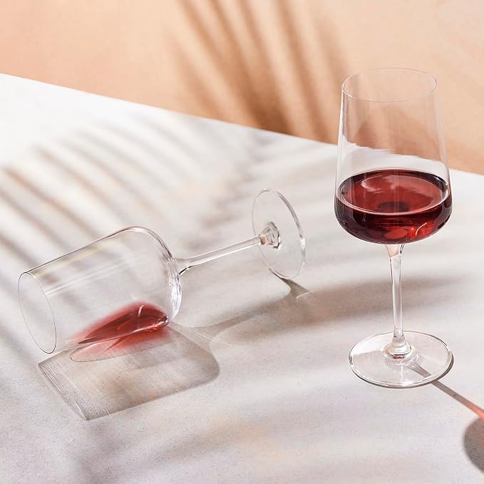 KROSNO Red Wine Glasses Set of 6, 16.9 oz, Infinity Collection | Wine Tumbler with Stem, Lead-Free Crystal Glassware, Drinking Glasses, Elegant Cups, Home & Restaurant, Dishwasher Safe