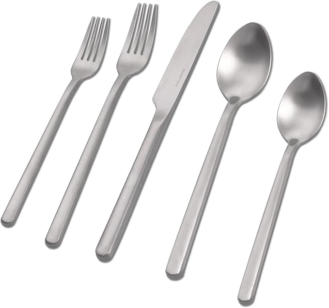 30 Pieces Silverware Set, Flatware Cutlery Set for 6, 18/10 Stainless Steel Silverware Utensils Minimalist Design Dishwasher Safe, Matte Silver