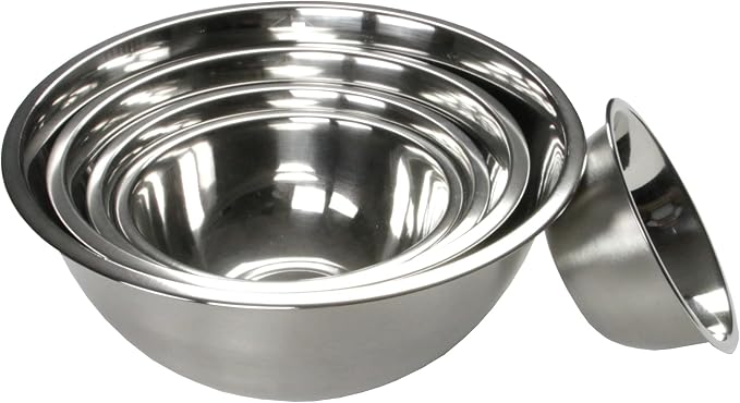 Chef Craft Brushed Mixing Bowl Set, 5 Piece Set, Stainless Steel