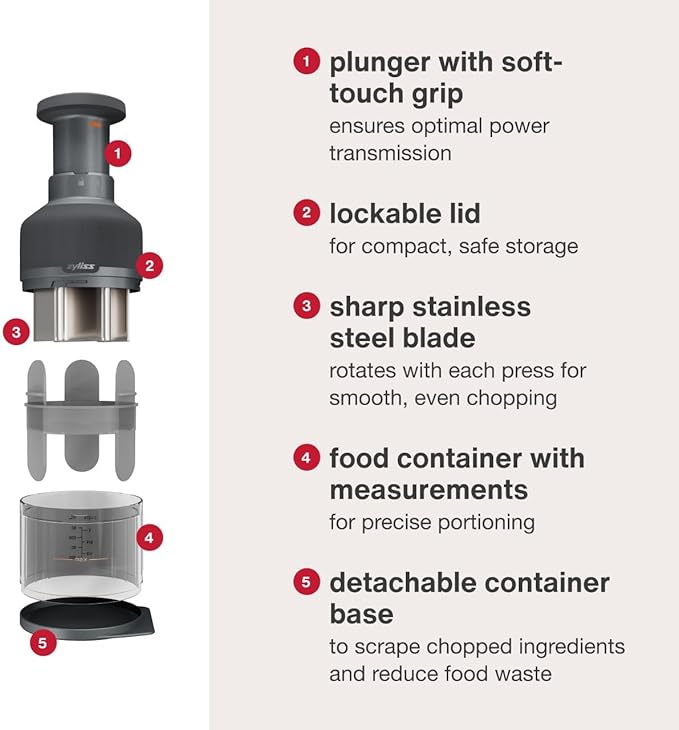 Zyliss Zick Zick Classic Food Chopper - Convenient for Easy, Healthy Meal Prep - Manual Vegetable Chopper with Stainless Steel Blades - Compact & Dishwasher Safe - Zick Zick 3.0 | Manual Vegetable Slicer and Dicer with Stainless Steel Blade for Onions,...