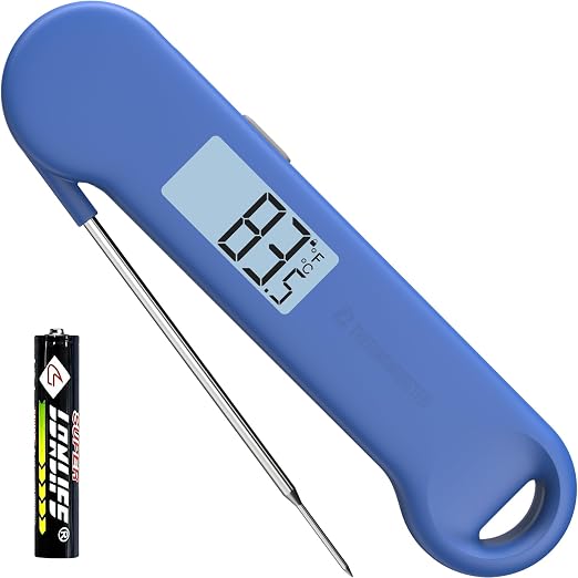 0.5 Sec Instant Read Grill Meat Thermometer Digital Food Cooking BBQ, Blue | ±0.5°F Precision, Auto Flip Digital LCD Display, Ideal For Meat, Candy, Grill, BBQ, Food Thermometer for Kitchen Gadgets