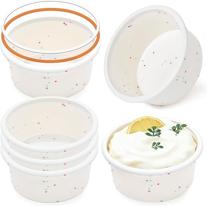4 Inch Silicone Round Cake Pans, Cream | 6 Pcs, Metal Reinforced Frame, Nonstick