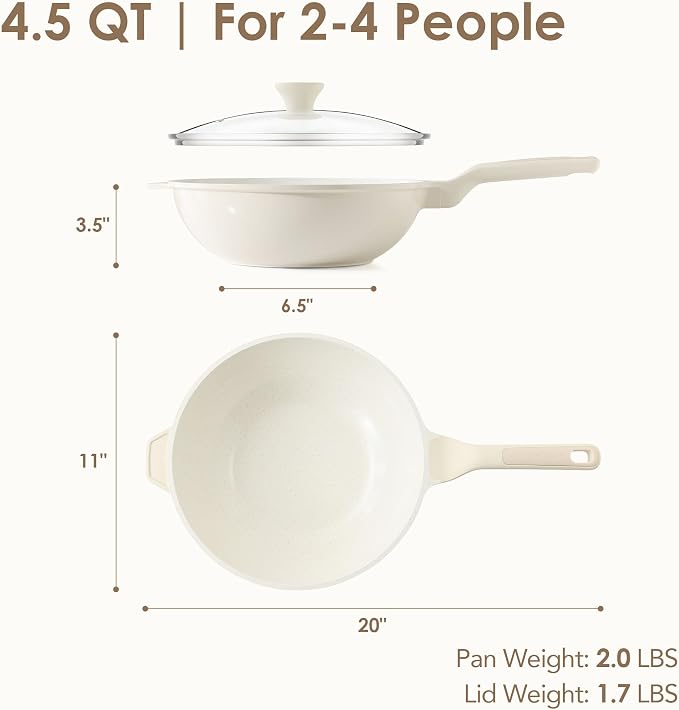 SENSARTE Nonstick Ceramic Wok Pan with Lid, 11Inch Non Toxic Stir-fry Pan | PFAS Free, Induction Cookware, Even & Fast Heating, Easy to Clean, Durable, Non stick Frying Pans Skillet, Stay-cool Handle