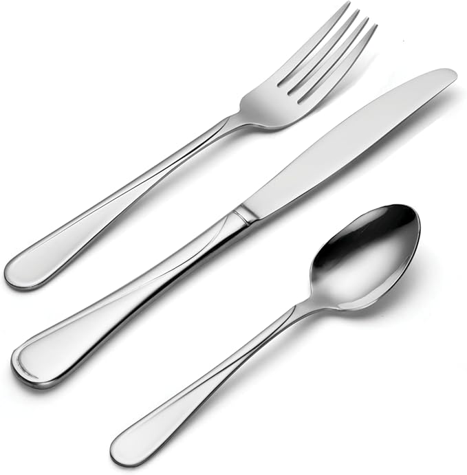 Oneida Flight 12-Piece Stainless Steel Flatware Set, Service for 4 | mirror finish, dishwasher safe | includes knives, forks, and spoons | cutlery set for kitchen and dining