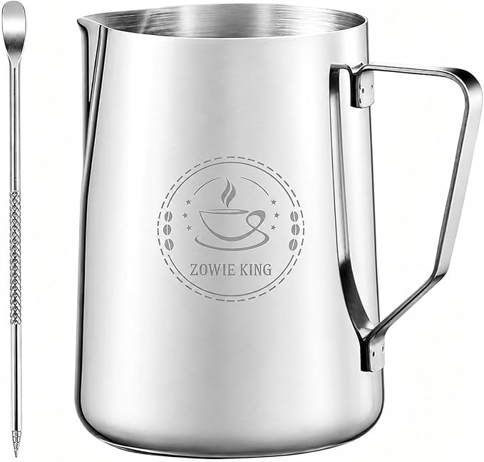 50oz Milk Frothing Pitcher, Stainless Steel Espresso Steamer Frother Cup | 1500ml extra large pitcher for cafes and commercial use, featuring clear measurements and precision spout for milk steaming