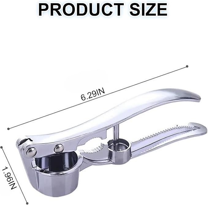 3-in-1 Multifunctional Garlic Press – Heavy Duty Garlic Mincer, Ginger Crusher & Nut Cracker/Cherry Pitter, Ergonomic Easy Squeeze, Rust Proof & Dishwasher Safe