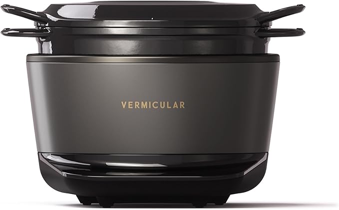 Vermicular Musui–Kamado Cast Iron Induction Cooker, Charcoal | Precision Temperature Control, Waterless Cooking, Non-Toxic Enameled Cast Iron Pot, Japanese Multicooker & Rice Cooker (120V)