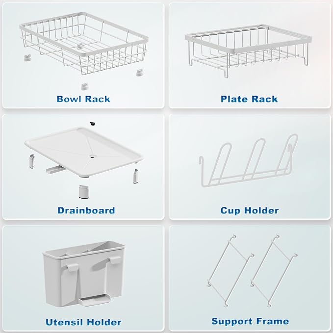 Dish Drying Rack,Stainless Steel-Dish Rack,Double Layer, | Dish Racks for Kitchen Counter, Kitchen Dish Drainers with Removable Utensil Holder,New Drain Outlet,
