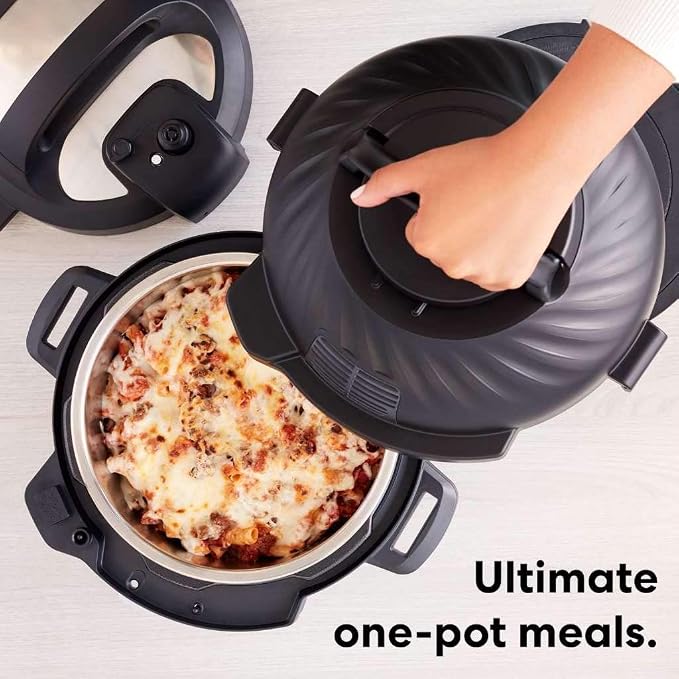 Instant Pot Duo Crisp 11-in-1 Air Fryer and Electric Pressure Cooker Combo with Multicooker Lids that Fries, Steams, Slow Cooks, Dehydrates,Free App With Over 800 Recipes, Black/Stainless Steel, 8QT