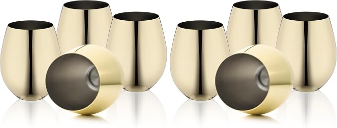 WOTOR Gold Wine Glasses Set of 4, 18oz Unbreakable Gold Goblet, Stemless Stainless Steel Wine Glass, Metal Wine Glass for Outdoor, Travel, Camping, Pool, Ideal Gift for Wine Lovers (Pack of 2)