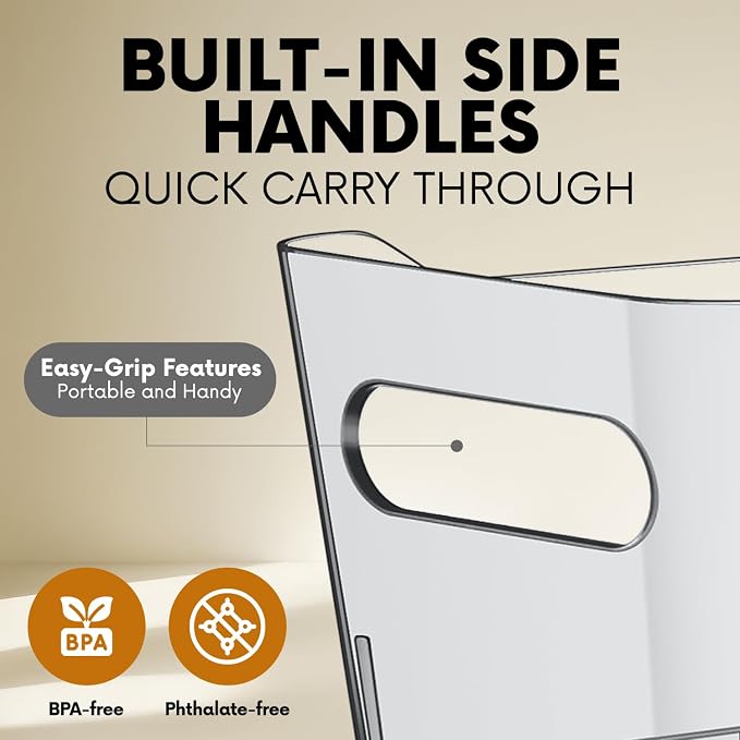 CONTROL KITCHEN Small Clear Plastic Storage Bins, Perfect for Organization or Pantry and, Fridge Organizer, Cabinet Organizers