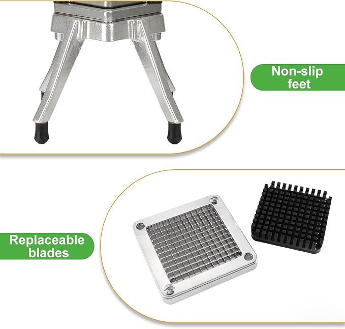 Commercial Vegetable Chopper, 1/4" Stainless Steel Dicer | 420 stainless blade, aluminum alloy frame, detachable for cleaning & storage, fast uniform dicing, for fruits & veggies