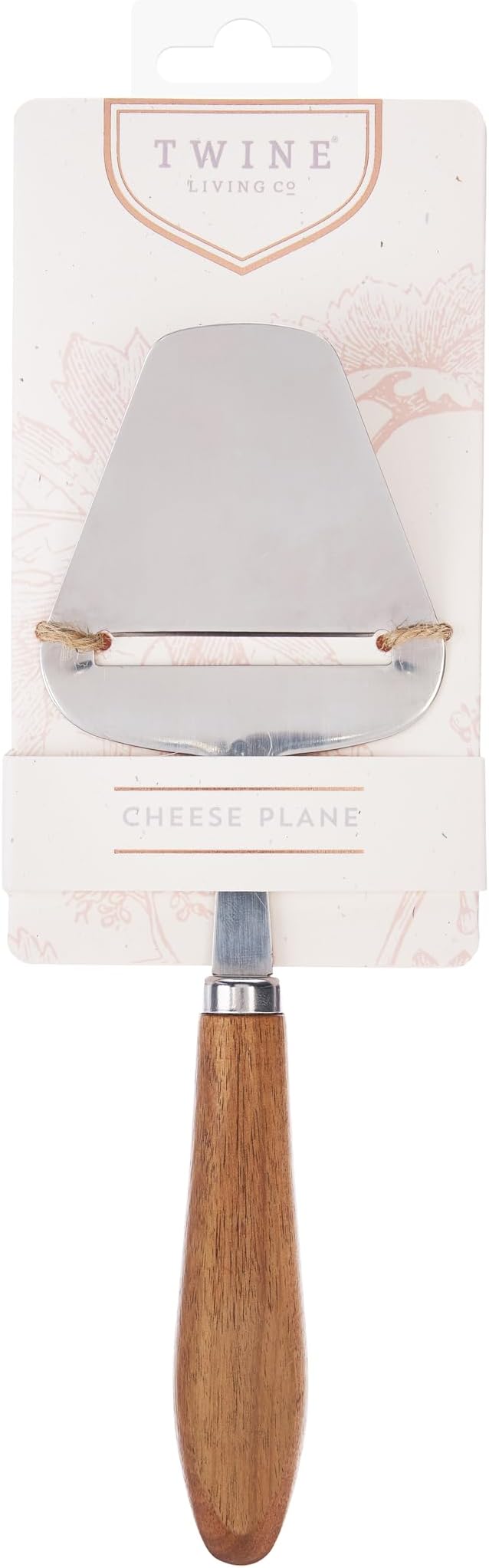 Twine Acacia Cheese Plane Hard Cheese Slicer - Charcuterie Board Cheese Slicer Stainless Steel with Acacia Handle - Set of 1