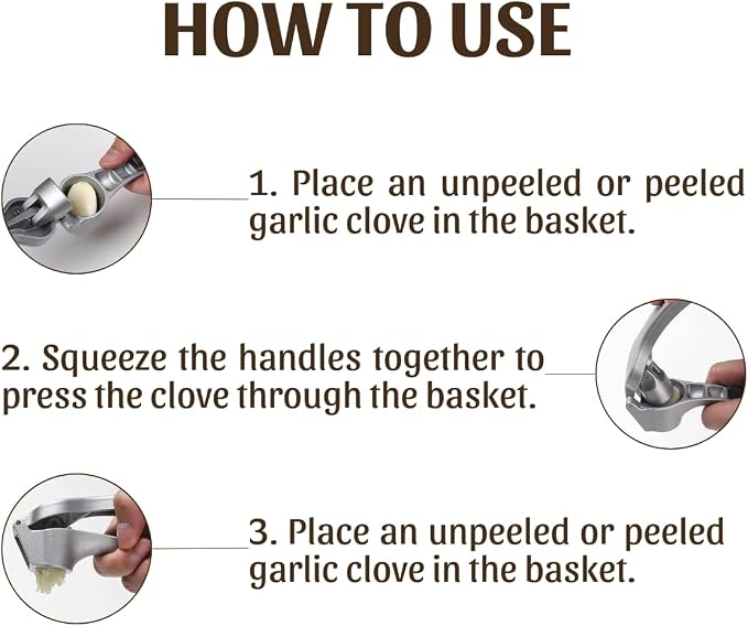 Pamperεd Chεf Garlic Press, Garlic Mincer Easy-squeeze Ergonomic Handle, No Need To Peel, Rust Proof, Professional Ginger Press & Garlic Crusher with Handy Cleaning Brush- Dishwasher Safe