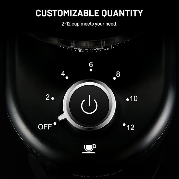 Secura Brands Conical Burr Coffee Grinder Electric Espresso Coffee Grinder with 35 Ajustable Precise Grind Settings for 2-12 Cup 8.8 Ounce Coffee Bean Storage